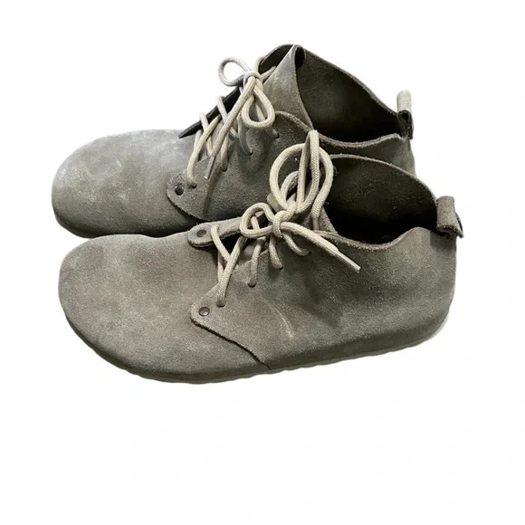 BIRKENSTOCK Dundee Suede Taupe Comfort Laced Ankle Boots Womens Sz 40